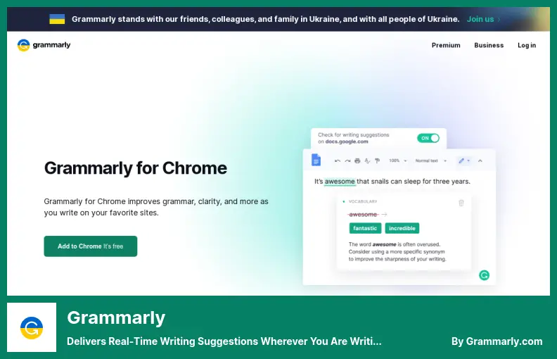 Grammarly Plugin - Delivers Real-Time Writing Suggestions Wherever You Are Writing Online
