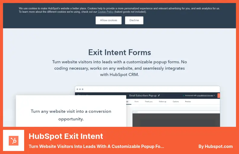 HubSpot Exit Intent Plugin - Turn Website Visitors Into Leads With A Customizable Popup Forms