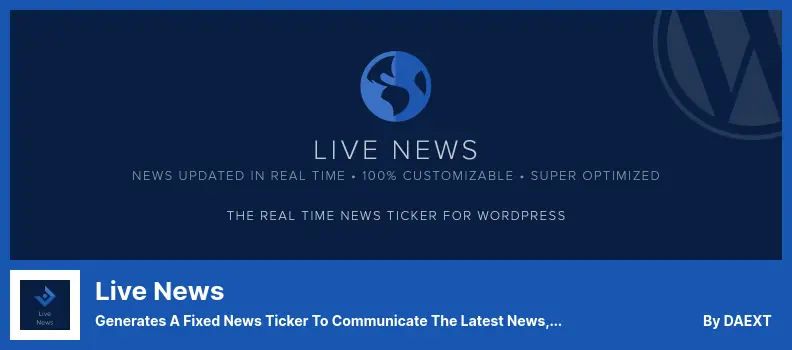 Live News Plugin - Generates a Fixed News Ticker to Communicate The Latest News, Weather Warnings, Etc.