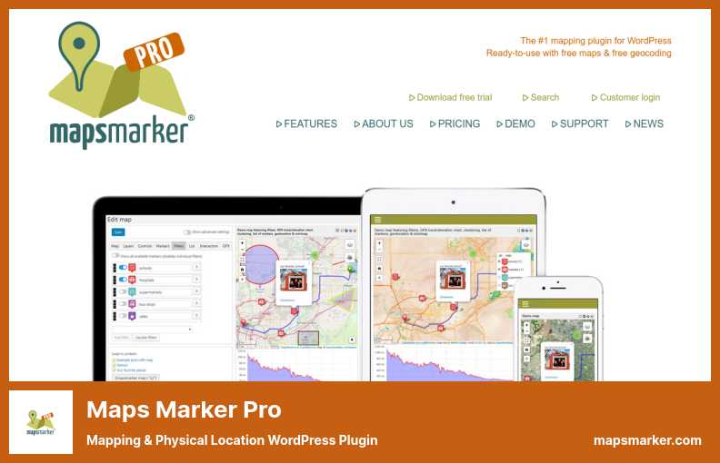 8 Best WordPress Map Plugins 2023 Free Pro BetterStudio   Maps Marker Pro Mapping Physical Location WordPress Plugin Mapsmarker.com  