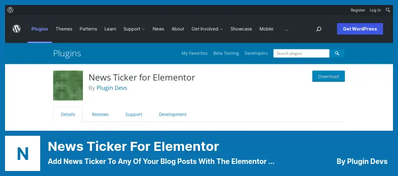 News Ticker for Elementor Plugin - Add News Ticker to Any of Your Blog Posts With The Elementor Page Builder