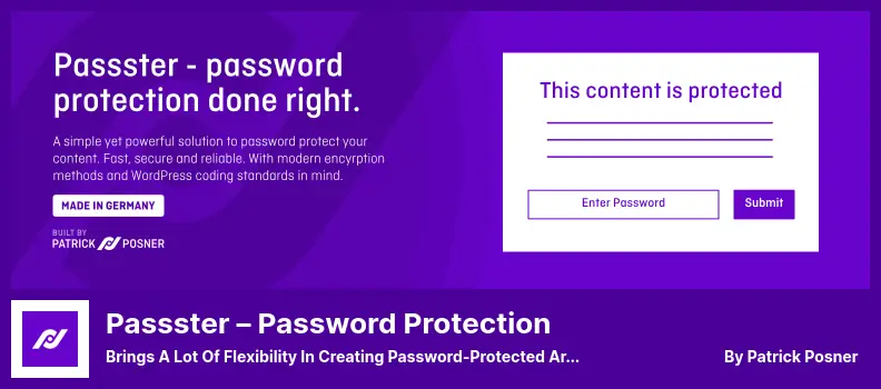 Passster – Password Protection Plugin - Brings a Lot of Flexibility in Creating Password-Protected Areas On Your Website