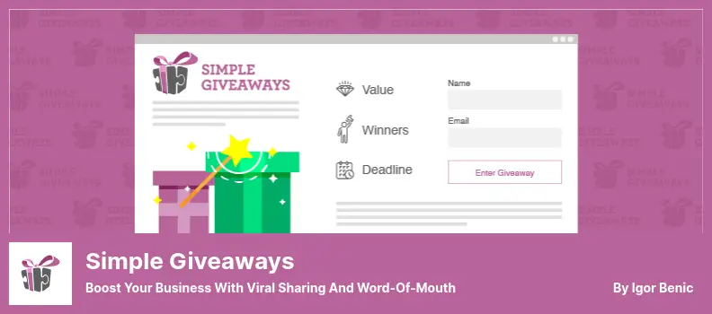 Simple Giveaways Plugin - Boost Your Business With Viral Sharing And Word-Of-Mouth
