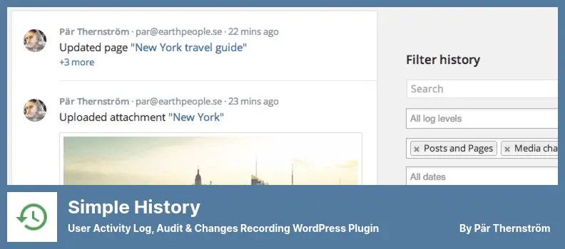 Simple History Plugin - User Activity Log, Audit & Changes Recording WordPress Plugin