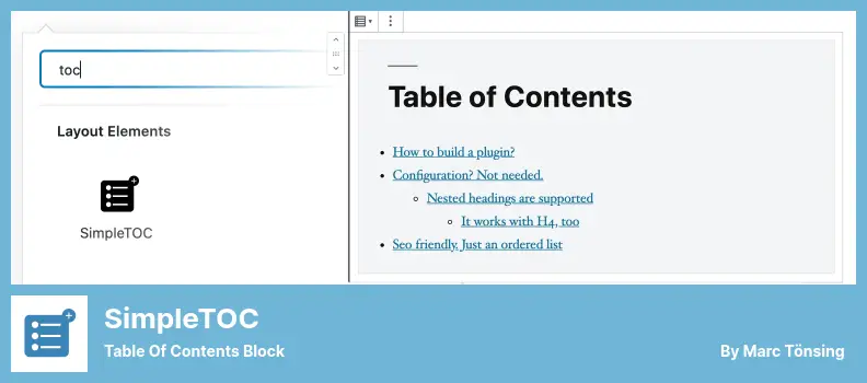 SimpleTOC Plugin - Table of Contents Block