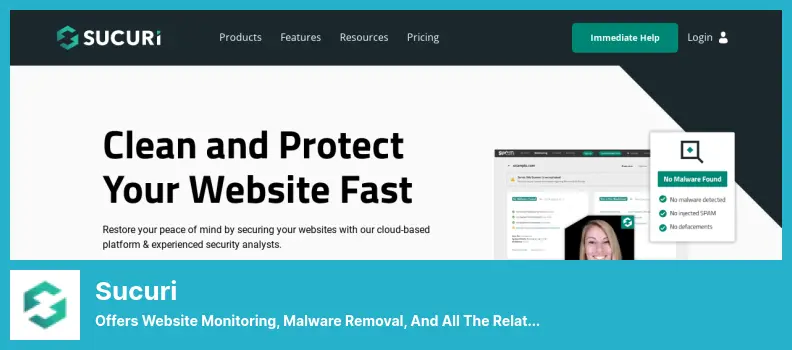 Sucuri Plugin - Offers Website Monitoring, Malware Removal, and All The Related Website Security Services That You Would Need