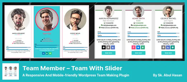 Team Member – Team with Slider Plugin - A Responsive And Mobile-friendly WordPress Team Making Plugin