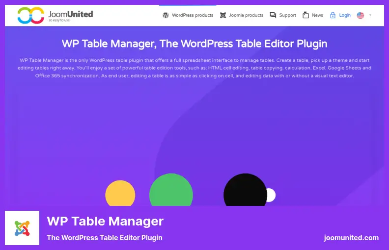 WP Table Manager Plugin - The WordPress Table Editor Plugin