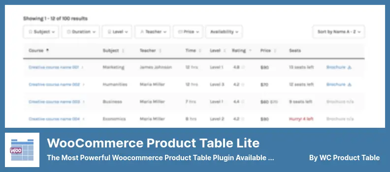 WooCommerce Product Table Lite Plugin - The Most Powerful Woocommerce Product Table Plugin Available On The Market