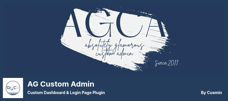 AG Custom Admin Plugin - Custom Dashboard & Login Page Plugin