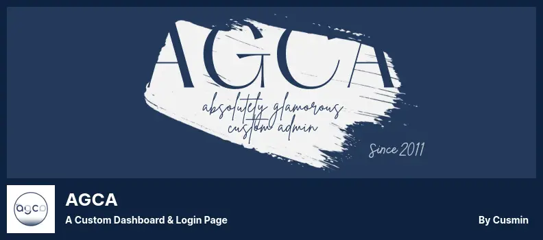 AGCA Plugin - a Custom Dashboard & Login Page