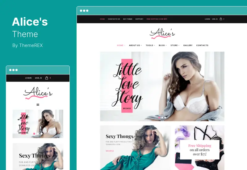 Alice's Theme - Lingerie Store Fashion Boutique WordPress Theme