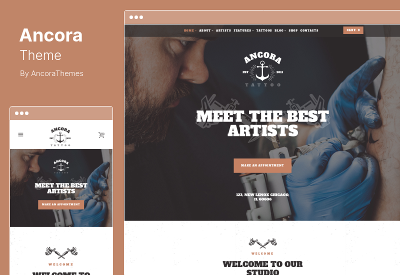 Ancora Theme - An Urban Tattoo Salon Ink Shop WordPress Theme