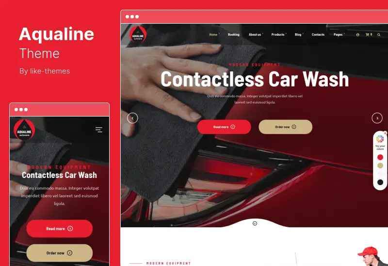 Aqualine Theme - Car Washing Service with Booking System WordPress Theme