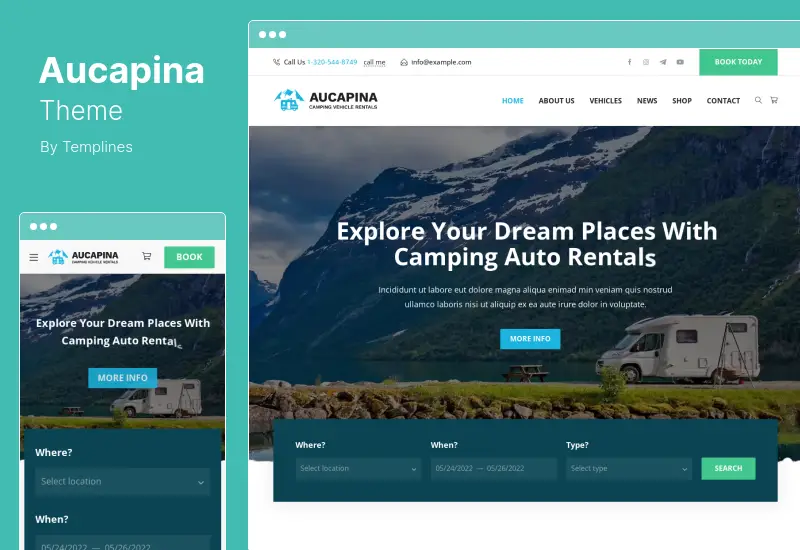 Aucapina Theme - Motorhome  RV Rentals WordPress Theme