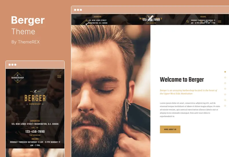 Berger Theme - Barbershop Hairdresser  Tattoo Salon WordPress Theme
