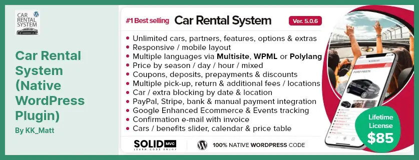 Car Rental System Plugin - A Native and Responsive WordPress Plugin to Rent a Car
