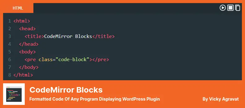 CodeMirror Blocks Plugin - Formatted Code Of Any Program Displaying WordPress Plugin