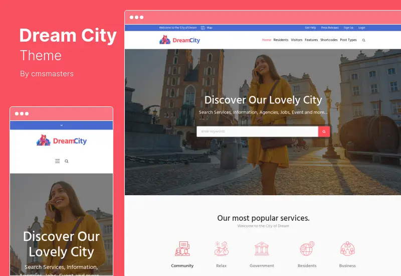 Dream City Theme - Town Portal  Government Municipal WordPress Theme