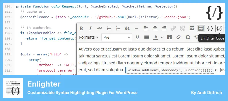 Enlighter Plugin - Customizable Syntax Highlighting Plugin For WordPress
