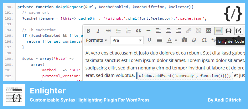 Enlighter Plugin - Customizable Syntax Highlighting Plugin For WordPress