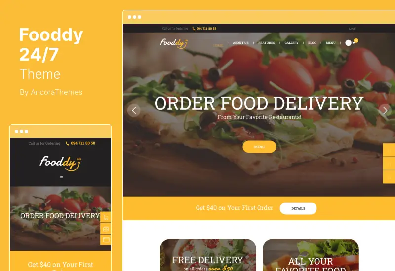 Fooddy 24/7 Theme - Food Ordering  Delivery WordPress Theme  Elementor  RTL