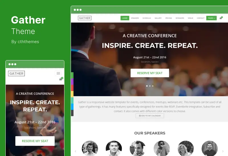 Gather Theme - Event  Conference WordPress Landing Page Theme