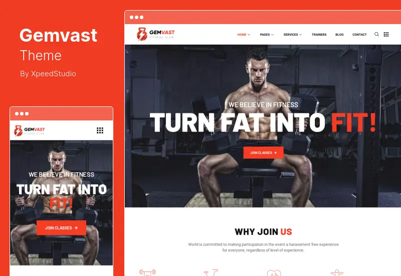 Gemvast Theme - Gym Fitness Club Multipage, Onepage WordPress Theme
