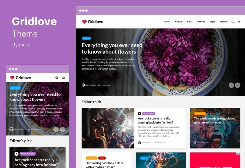 Gridlove Theme - News Portal  Magazine WordPress Theme