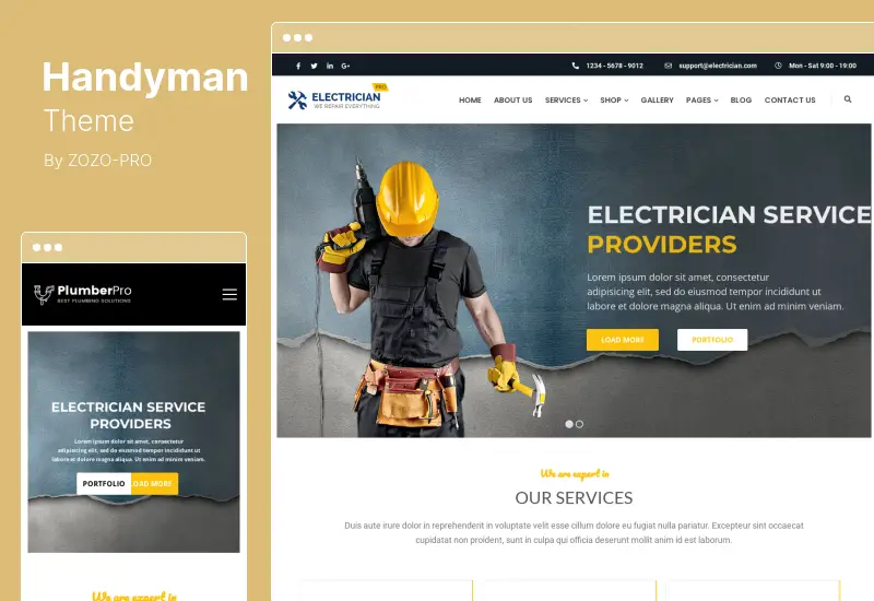 Handyman Theme - WordPress Theme for Electrician, Barber, Carpenter Services