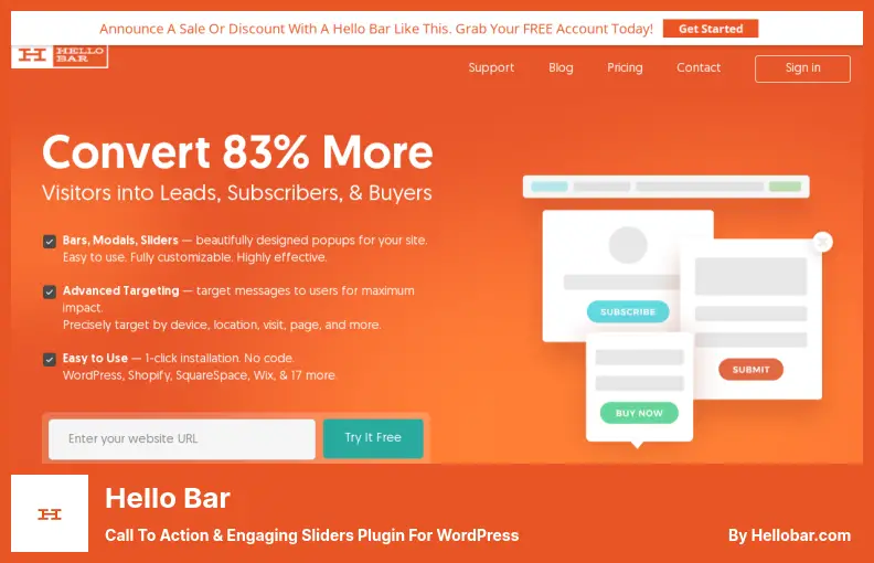 Hello Bar Plugin - Call To Action & Engaging Sliders Plugin For WordPress