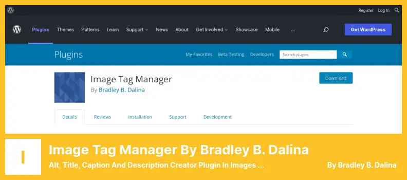 Image Tag Manager by Bradley B. Dalina Plugin - Alt, Title, Caption and Description Creator Plugin in Images For WordPress