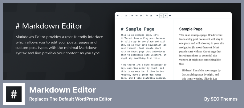 Markdown Editor Plugin - Replaces The Default WordPress Editor