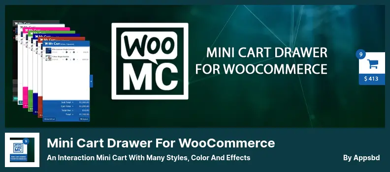 Mini Cart Drawer For WooCommerce Plugin - an Interaction Mini Cart With Many Styles, Color and Effects