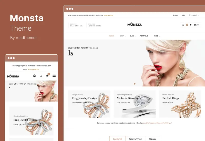 Monsta Theme - Jewelry Theme for WooCommerce WordPress