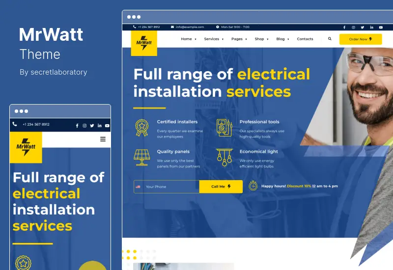 MrWatt Theme - Electrician Services WordPress Theme