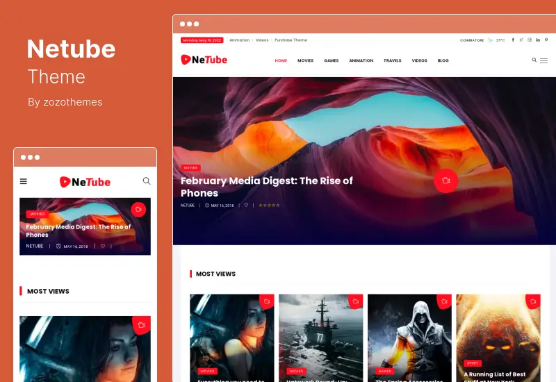 Netube Theme - Viral Video Blog   Magazine WordPress Theme