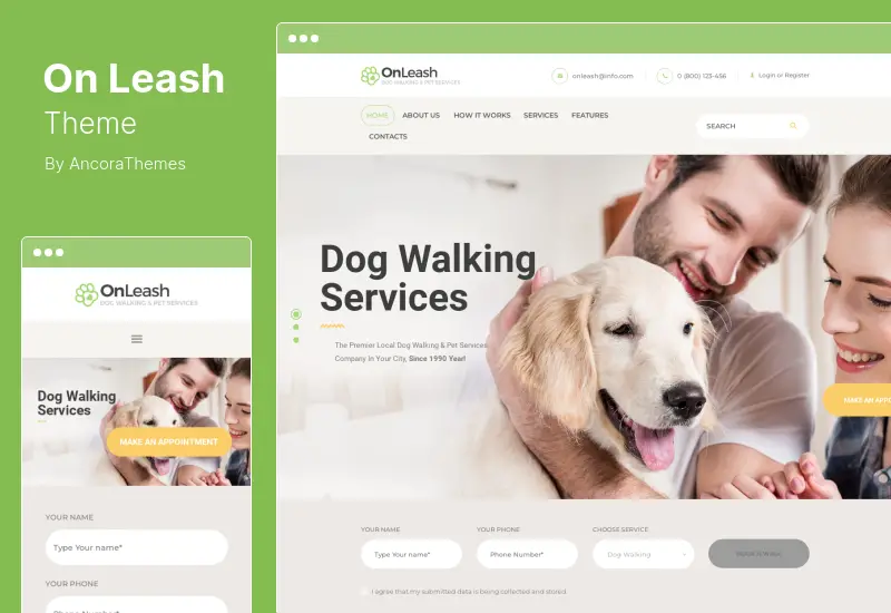 OnLeash Theme - Dog Walking & Pet Services Veterinary WordPress Theme
