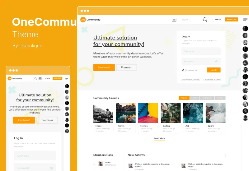 OneCommunity Theme - BuddyPress Membership WordPress Theme