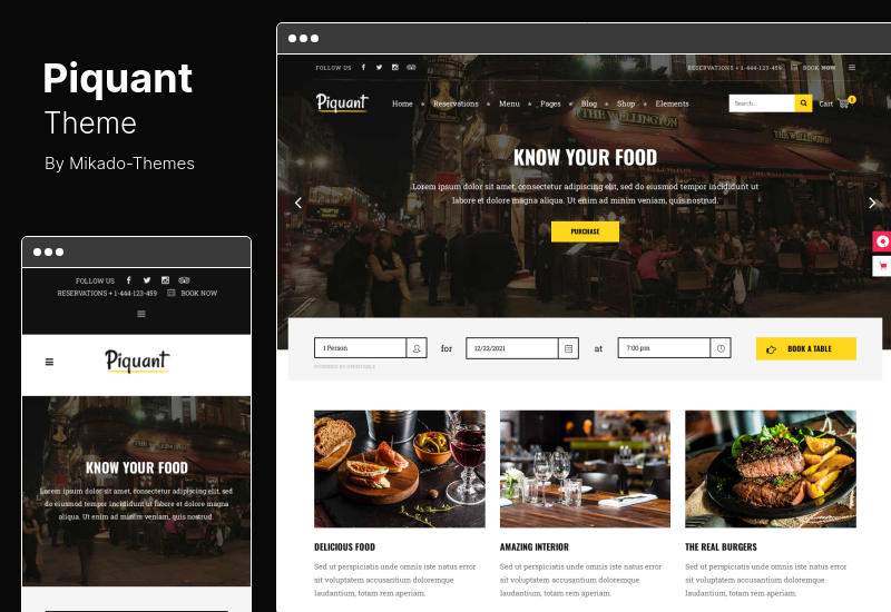 Piquant Theme - Restaurant, Bar Café WordPress Theme