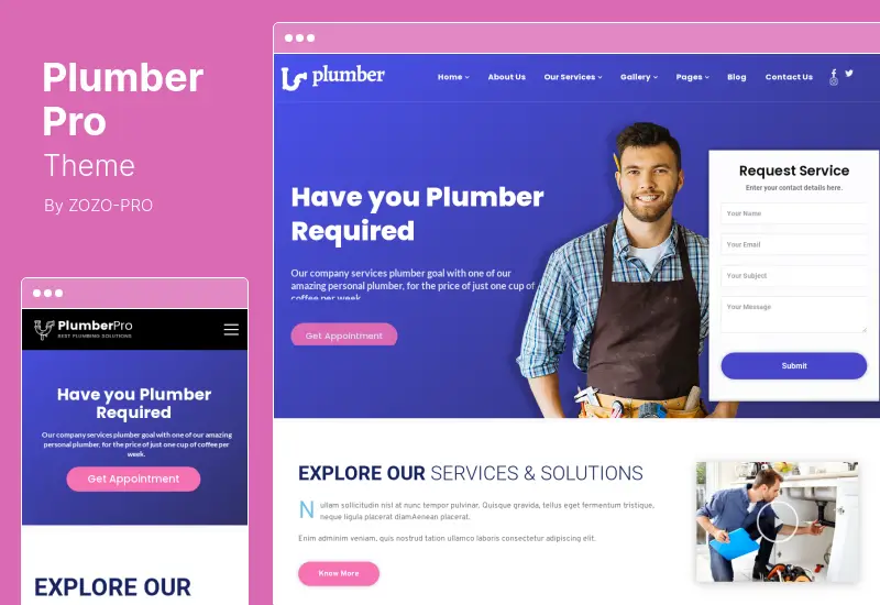 Plumber Pro Theme - WordPress Theme for Construction Repairing Services