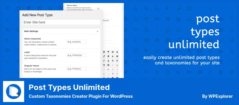 Post Types Unlimited Plugin - Custom Taxonomies Creator Plugin For WordPress