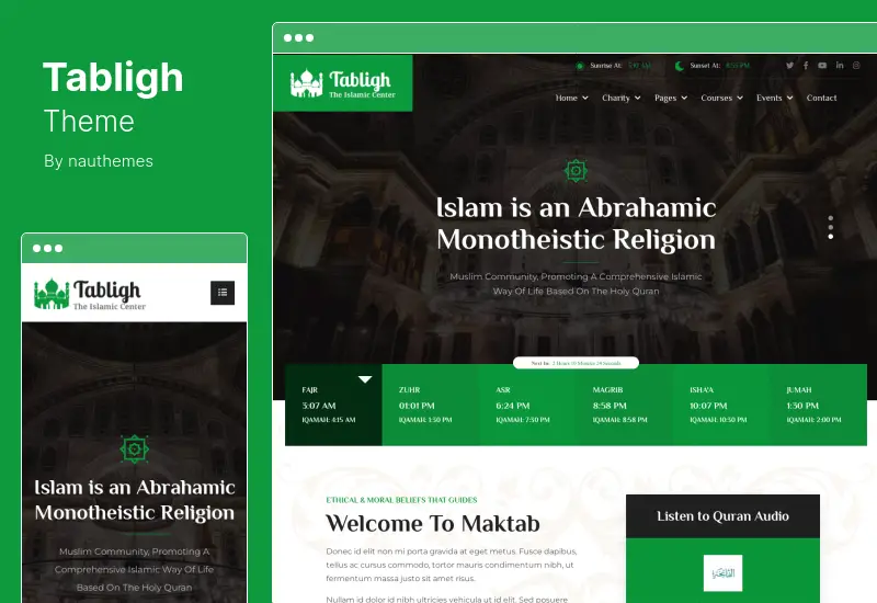 Tabligh Theme - Islamic Institute  Mosque WordPress Theme  RTL