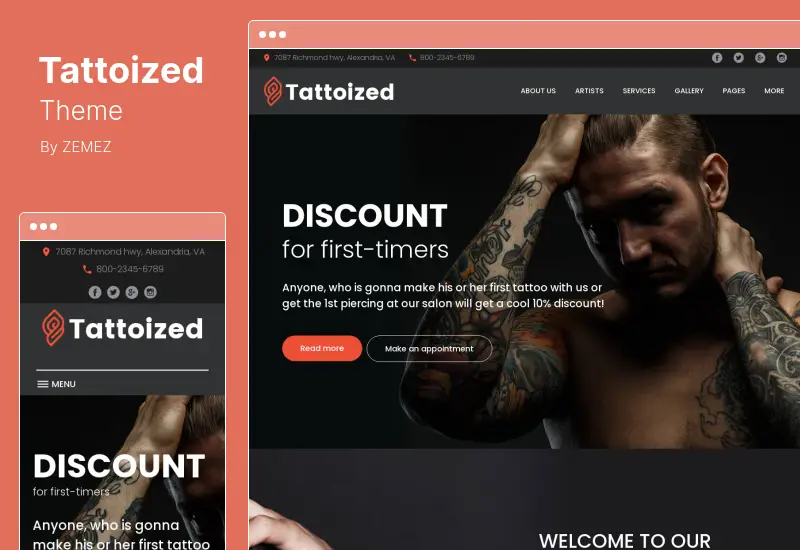 Tattoized Theme - Tattoo Salon WordPress Theme