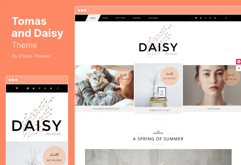 Tomas and Daisy Theme - Personal Blog WordPress Theme