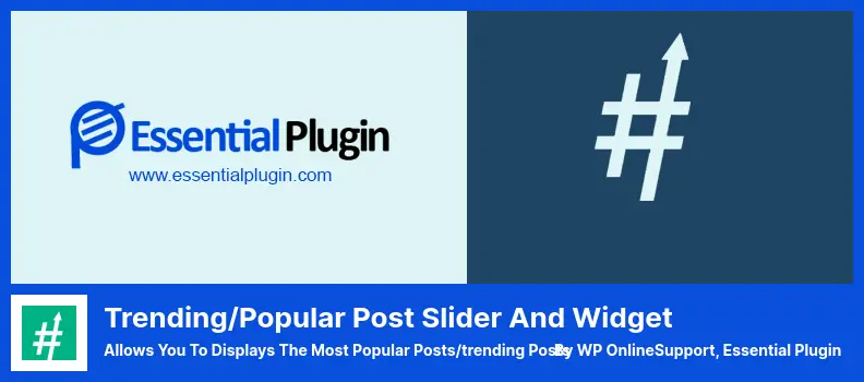 Trending/Popular Post Slider and Widget Plugin - Allows You to Displays The Most Popular Posts/trending Posts