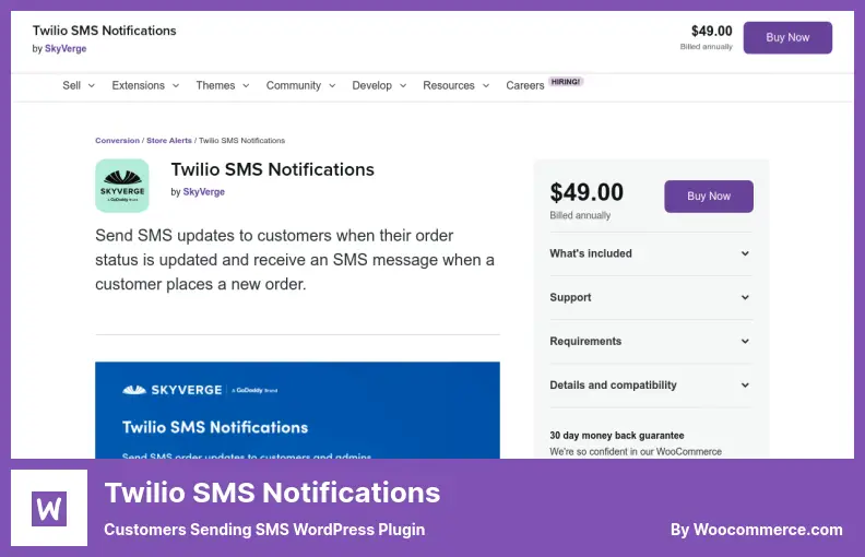Twilio SMS Notifications Plugin - Customers Sending SMS WordPress Plugin