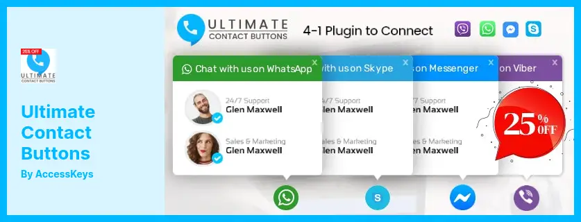 Ultimate Contact Buttons Plugin - Connect To Viber, WhatsApp, Messenger & Skype Via WordPress
