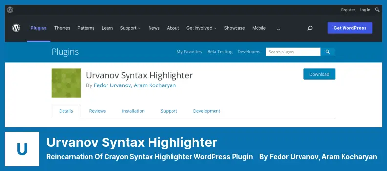 Urvanov Syntax Highlighter Plugin - Reincarnation of Crayon Syntax Highlighter WordPress Plugin
