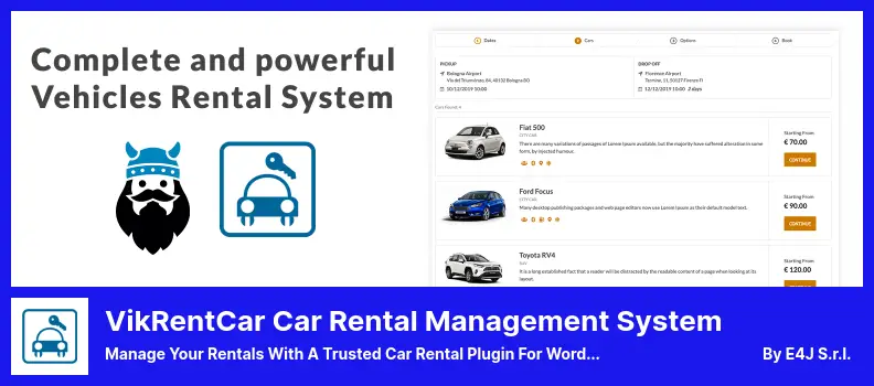 VikRentCar Plugin - Manage your Rentals with a Trusted Car Rental Plugin for WordPress Websites